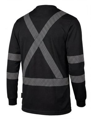 FORCEFIELD Hi Vis Black Crewneck Long Sleeve Ultrasoft Technical Tee