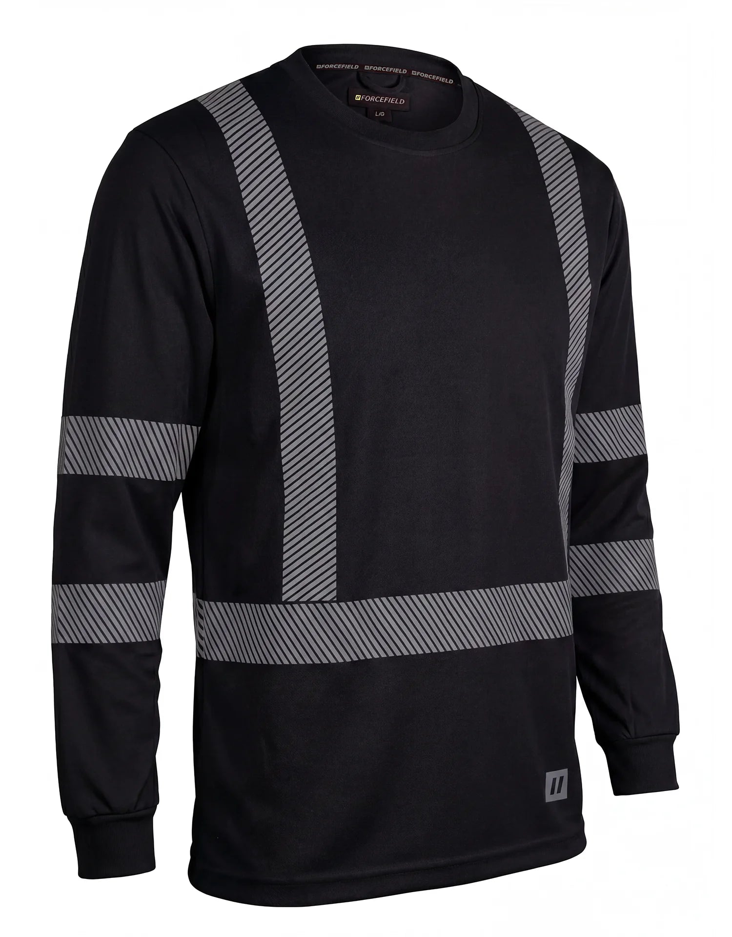 FORCEFIELD Hi Vis Black Crewneck Long Sleeve Ultrasoft Technical Tee-1