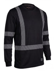 FORCEFIELD Hi Vis Black Crewneck Long Sleeve Ultrasoft Technical Tee