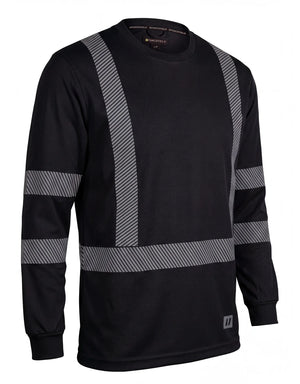 FORCEFIELD Hi Vis Black Crewneck Long Sleeve Ultrasoft Technical Tee