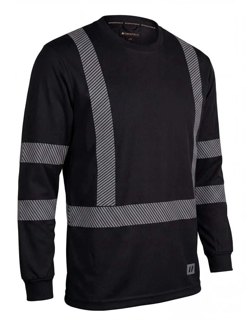 FORCEFIELD Hi Vis Black Crewneck Long Sleeve Ultrasoft Technical Tee