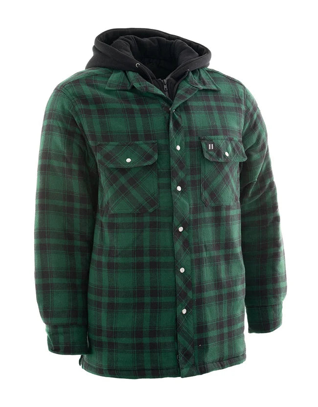 Forcefield Green Plaid Plaid Quilt-Lined Flannel Shirt Jacket-1