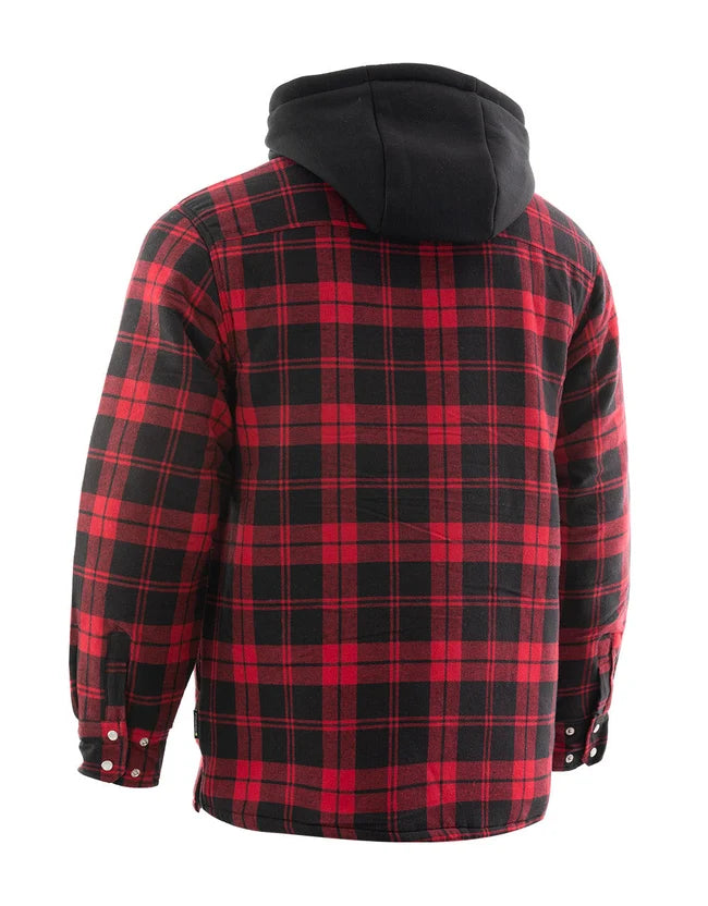 Forcefield Red Hooded Plaid Quilt-Lined Flannel Shirt Jacket-2