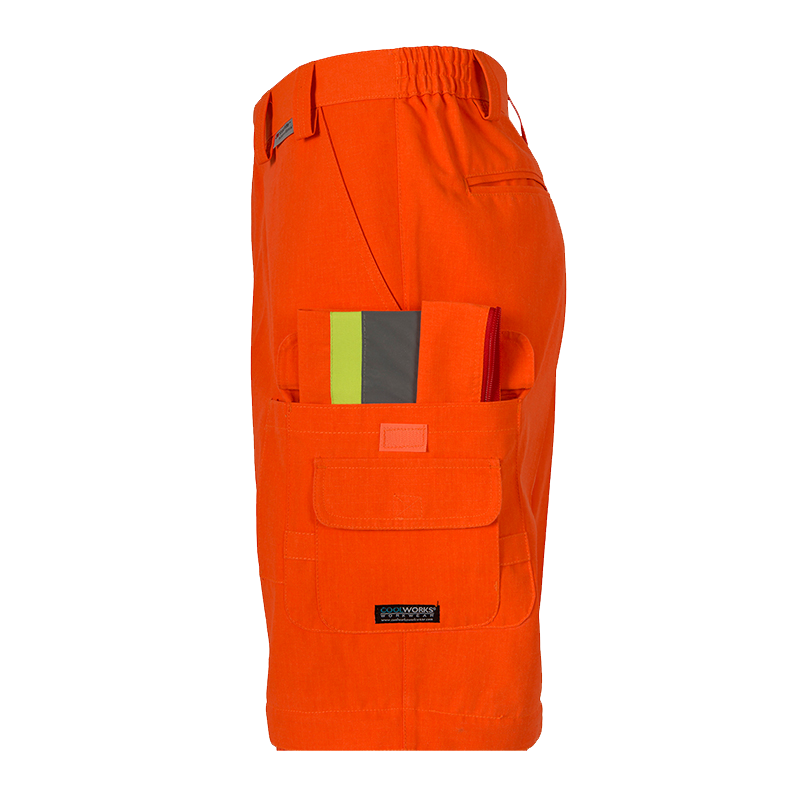 Coolworks Ventilated Cargo Style Workpants, 4″ Refl. Tape (Orange)-11