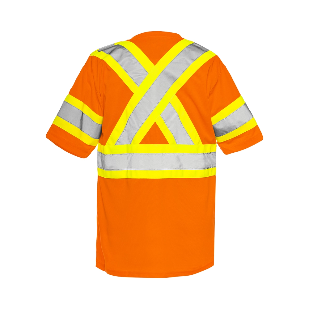 Ground Force Short Sleeve Polyester Traffic T-Shirt, 4″ Refl. Tape w/ Arm Band (4pack)- TT15OS-3