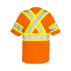 Ground Force Short Sleeve Polyester Traffic T-Shirt, 4″ Refl. Tape w/ Arm Band (4pack)- TT15OS