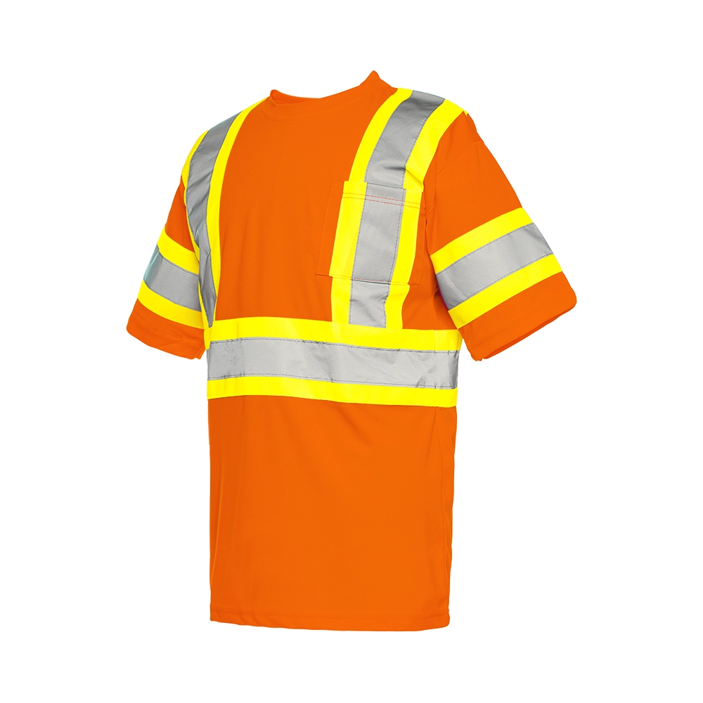 Ground Force Short Sleeve Polyester Traffic T-Shirt, 4″ Refl. Tape w/ Arm Band (4pack)- TT15OS