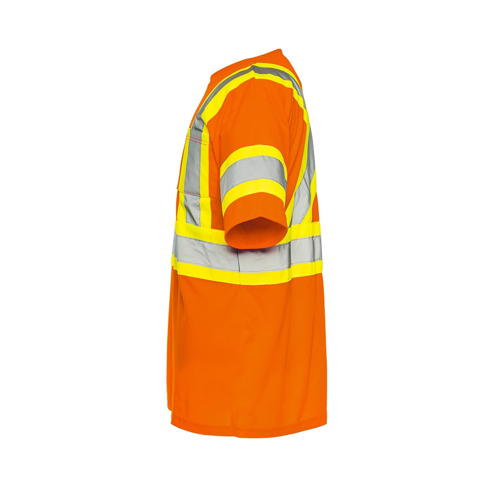 Ground Force Short Sleeve Polyester Traffic T-Shirt, 4″ Refl. Tape w/ Arm Band (4pack)- TT15OS